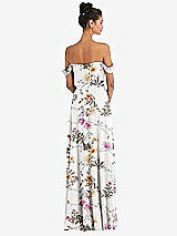 Rear View Thumbnail - Butterfly Botanica Ivory Off-the-Shoulder Draped Neckline Maxi Dress