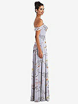 Side View Thumbnail - Butterfly Botanica Silver Dove Off-the-Shoulder Draped Neckline Maxi Dress