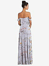 Rear View Thumbnail - Butterfly Botanica Silver Dove Off-the-Shoulder Draped Neckline Maxi Dress