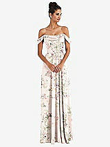 Front View Thumbnail - Blush Garden Off-the-Shoulder Draped Neckline Maxi Dress