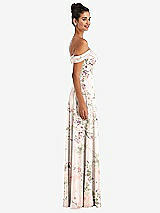 Side View Thumbnail - Blush Garden Off-the-Shoulder Draped Neckline Maxi Dress