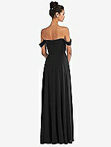 Rear View Thumbnail - Black Off-the-Shoulder Draped Neckline Maxi Dress