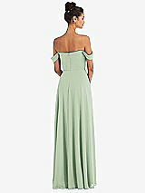Rear View Thumbnail - Celadon Off-the-Shoulder Draped Neckline Maxi Dress