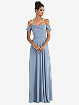 Front View Thumbnail - Cloudy Off-the-Shoulder Draped Neckline Maxi Dress
