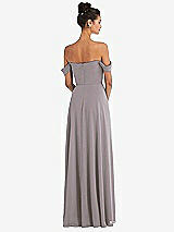 Rear View Thumbnail - Cashmere Gray Off-the-Shoulder Draped Neckline Maxi Dress