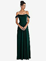 Front View Thumbnail - Evergreen Off-the-Shoulder Draped Neckline Maxi Dress