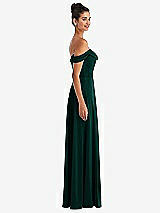 Side View Thumbnail - Evergreen Off-the-Shoulder Draped Neckline Maxi Dress