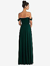 Rear View Thumbnail - Evergreen Off-the-Shoulder Draped Neckline Maxi Dress