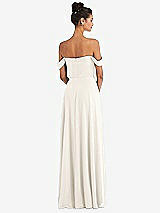 Rear View Thumbnail - Ivory Off-the-Shoulder Draped Neckline Maxi Dress