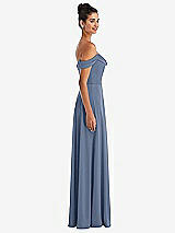 Side View Thumbnail - Larkspur Blue Off-the-Shoulder Draped Neckline Maxi Dress