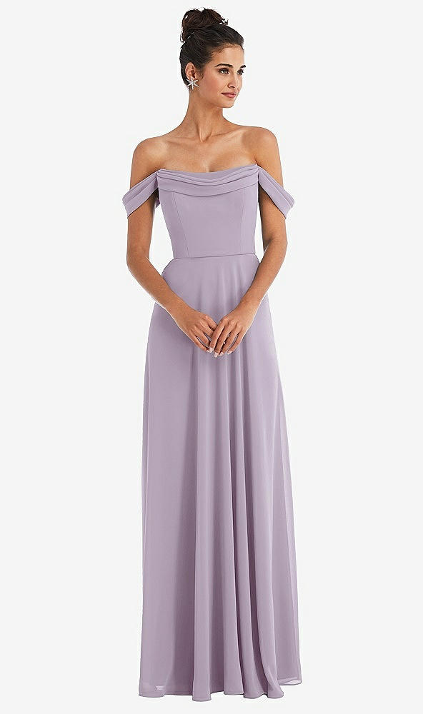 Front View - Lilac Haze Off-the-Shoulder Draped Neckline Maxi Dress