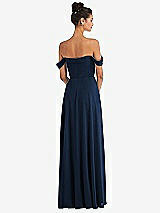 Rear View Thumbnail - Midnight Navy Off-the-Shoulder Draped Neckline Maxi Dress