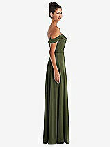 Side View Thumbnail - Olive Green Off-the-Shoulder Draped Neckline Maxi Dress