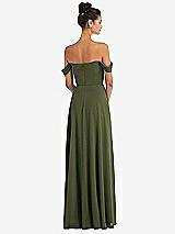 Rear View Thumbnail - Olive Green Off-the-Shoulder Draped Neckline Maxi Dress