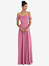 Front View Thumbnail - Orchid Pink Off-the-Shoulder Draped Neckline Maxi Dress