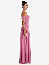Side View Thumbnail - Orchid Pink Off-the-Shoulder Draped Neckline Maxi Dress