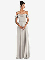 Front View Thumbnail - Oyster Off-the-Shoulder Draped Neckline Maxi Dress