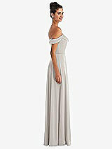 Side View Thumbnail - Oyster Off-the-Shoulder Draped Neckline Maxi Dress