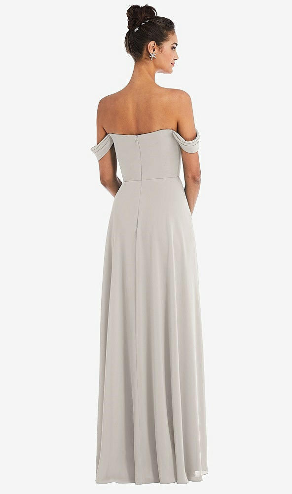 Back View - Oyster Off-the-Shoulder Draped Neckline Maxi Dress