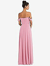 Rear View Thumbnail - Peony Pink Off-the-Shoulder Draped Neckline Maxi Dress