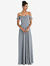Front View Thumbnail - Platinum Off-the-Shoulder Draped Neckline Maxi Dress