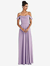 Front View Thumbnail - Pale Purple Off-the-Shoulder Draped Neckline Maxi Dress