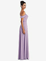 Side View Thumbnail - Pale Purple Off-the-Shoulder Draped Neckline Maxi Dress