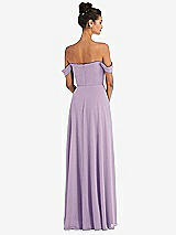 Rear View Thumbnail - Pale Purple Off-the-Shoulder Draped Neckline Maxi Dress