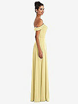Side View Thumbnail - Pale Yellow Off-the-Shoulder Draped Neckline Maxi Dress