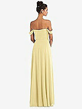 Rear View Thumbnail - Pale Yellow Off-the-Shoulder Draped Neckline Maxi Dress
