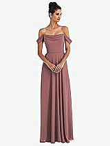 Front View Thumbnail - Rosewood Off-the-Shoulder Draped Neckline Maxi Dress