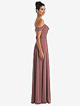 Side View Thumbnail - Rosewood Off-the-Shoulder Draped Neckline Maxi Dress