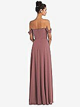 Rear View Thumbnail - Rosewood Off-the-Shoulder Draped Neckline Maxi Dress