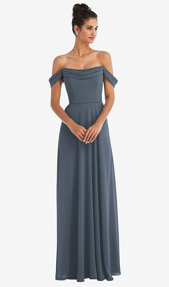 Front View - Silverstone Off-the-Shoulder Draped Neckline Maxi Dress