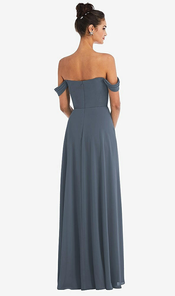 Back View - Silverstone Off-the-Shoulder Draped Neckline Maxi Dress