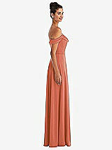 Side View Thumbnail - Terracotta Copper Off-the-Shoulder Draped Neckline Maxi Dress