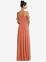 Rear View Thumbnail - Terracotta Copper Off-the-Shoulder Draped Neckline Maxi Dress