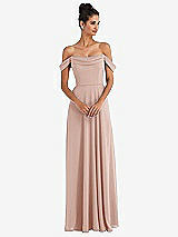 Front View Thumbnail - Toasted Sugar Off-the-Shoulder Draped Neckline Maxi Dress