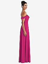Side View Thumbnail - Think Pink Off-the-Shoulder Draped Neckline Maxi Dress