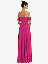 Rear View Thumbnail - Think Pink Off-the-Shoulder Draped Neckline Maxi Dress
