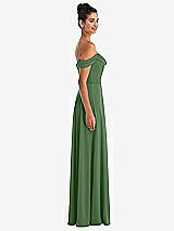 Side View Thumbnail - Vineyard Green Off-the-Shoulder Draped Neckline Maxi Dress