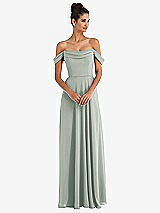 Front View Thumbnail - Willow Green Off-the-Shoulder Draped Neckline Maxi Dress