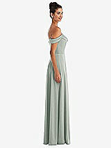 Side View Thumbnail - Willow Green Off-the-Shoulder Draped Neckline Maxi Dress