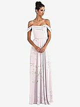 Front View Thumbnail - Watercolor Print Off-the-Shoulder Draped Neckline Maxi Dress