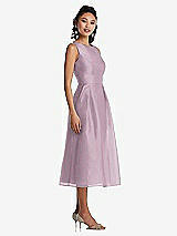 Side View Thumbnail - Suede Rose Bateau Neck Open-Back Pleated Skirt Midi Dress