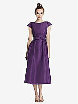 Front View Thumbnail - Majestic Cap Sleeve Pleated Skirt Midi Dress with Bowed Waist