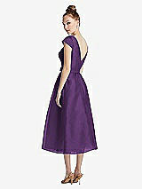 Rear View Thumbnail - Majestic Cap Sleeve Pleated Skirt Midi Dress with Bowed Waist