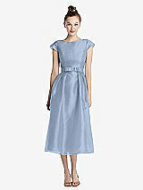 Front View Thumbnail - Cloudy Cap Sleeve Pleated Skirt Midi Dress with Bowed Waist