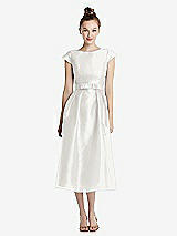 Front View Thumbnail - Starlight Cap Sleeve Pleated Skirt Midi Dress with Bowed Waist