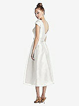 Rear View Thumbnail - Starlight Cap Sleeve Pleated Skirt Midi Dress with Bowed Waist
